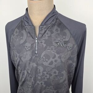 PXG Men’s Size Large Charcoal Skull Camo Quarter-Zip Golf Pullover - EUC